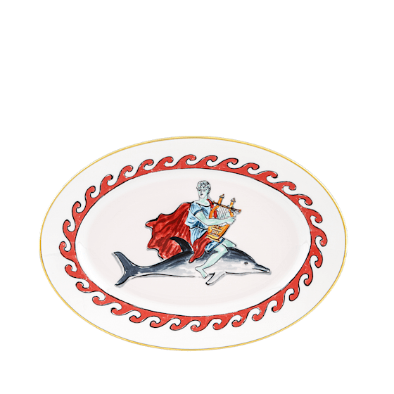 Овальное блюдо 34 см., IL VIAGGIO DI NETTUNO DOLPHIN WHITE от Ginori 1735, 004RG00 FVS130010340G00130001
