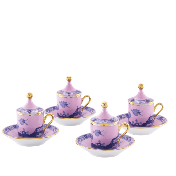 Набор из 4 - х кофейных пар с крышками 80 мл.,  ORIENTE ITALIANO AZALEA, Ginori, 004RG00 FX4301LXGENG00124500