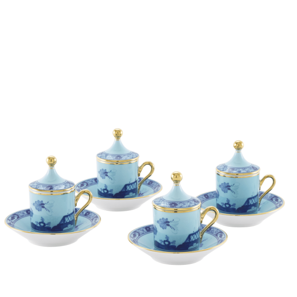 Набор из 4 - х кофейных пар с крышками 80 мл.,  ORIENTE ITALIANO IRIS, Ginori, 004RG00 FX4301LXGENG00124300