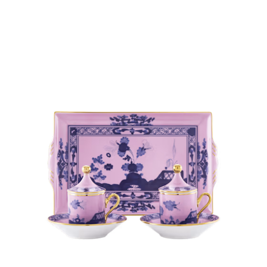 Набор из 2 -х кофейных пар 80 мл.,  и  1 подноса,  ORIENTE ITALIANO AZALEA, Ginori, 004RG00 FX2301LXGENG00124500